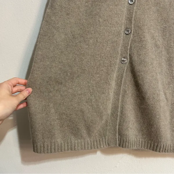 Vintage J.H. Collectibles Lambswool Angora Button Down Sweater Dress Neutral - Image 4