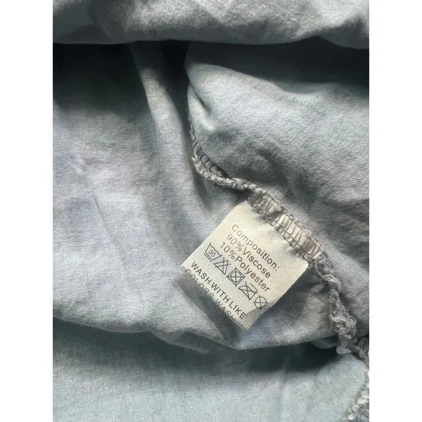 Sleeveless Light Wash Chambray‎ Denim Shirt Dress Snap Front Collared Blue Large - Image 7