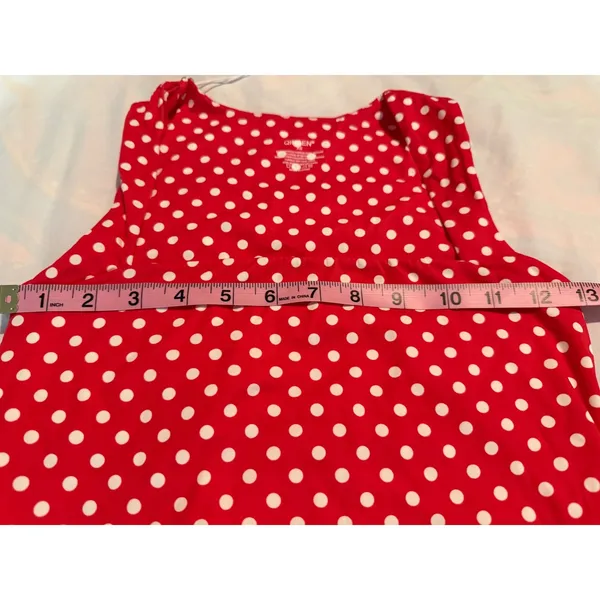 QINSEN Womens Red White Polka Dot Tank Top Scoop Neck Stretch XS - Image 3