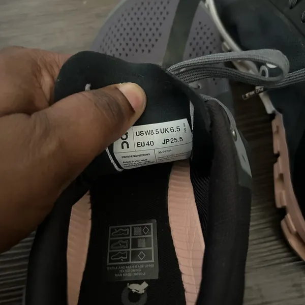 On Running Black Gray and Pink Accent Sneakers - Image 9