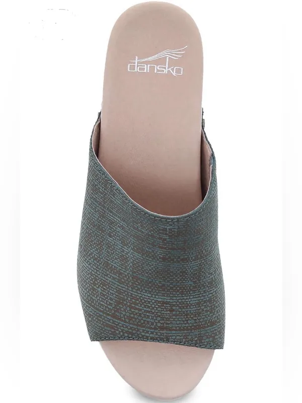 Dansko Maci slide sandal clog textured green suede nubuck fall transition 41 9.5 - Image 4