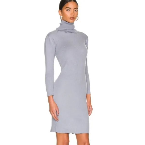 ELLIATT Victoria Knit Dress‎ Ribbed Turtleneck Midi Greay Womens Size S - Image 2