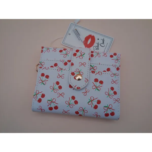 Blush‎ Crush Cherry Bow Print Bifold Wallet Vegan Leather Coquette New 10-10324 - Image 2