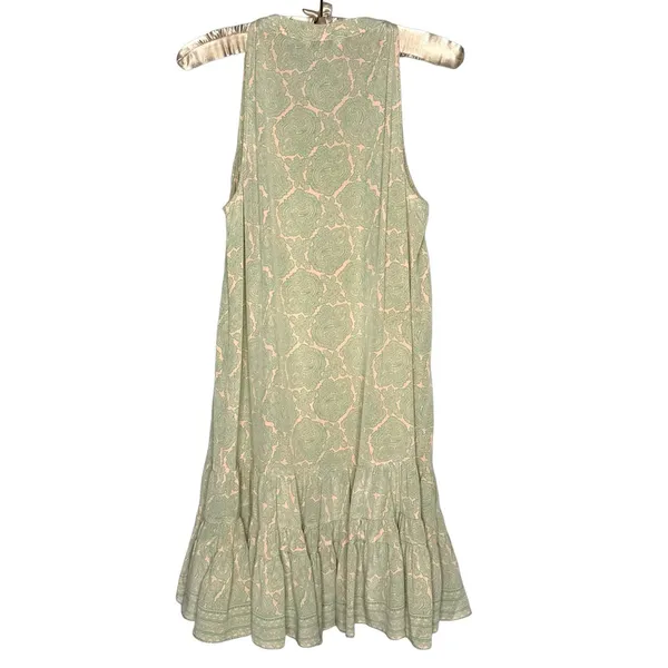 JOIE 100% Silk M Ruffle-Hem Shift Dress Paisley Button Front High Neck Sundress - Image 10