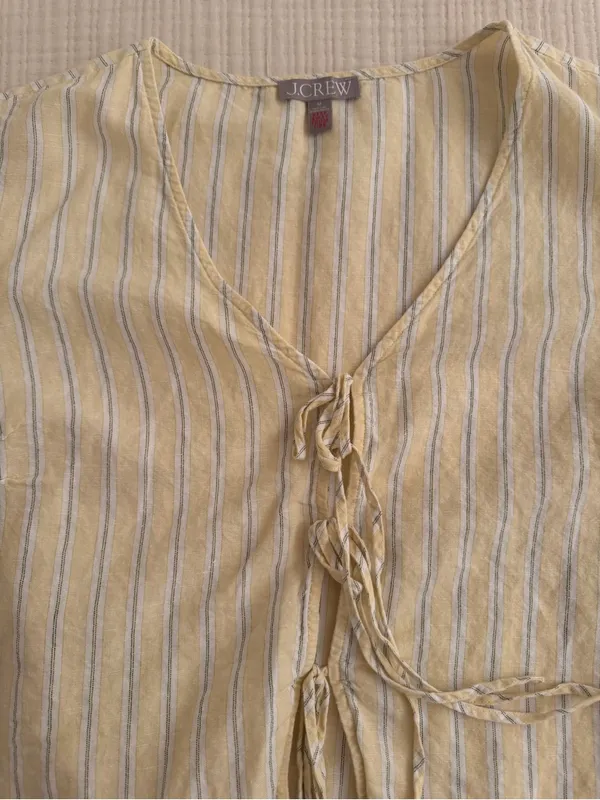 J. Crew linen cotton blend tie front short set - Image 3