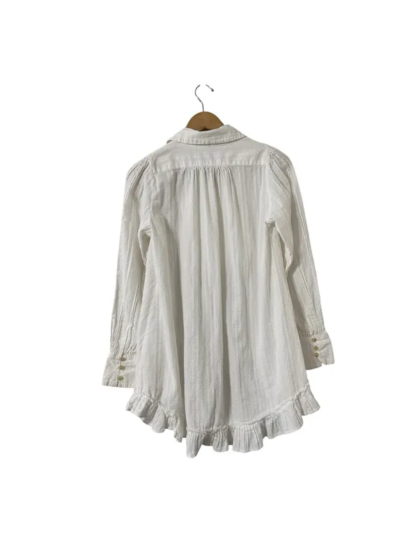 FREE PEOPLE Love Me Truly White Cotton Long Sleeve Tunic Top Mini Dress - Image 9