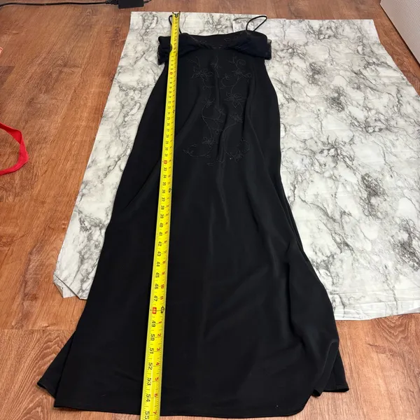 Betsy & Adam Vintage Y2K 90s Black Beaded floral Gown Dress size 6 Classic - Image 8