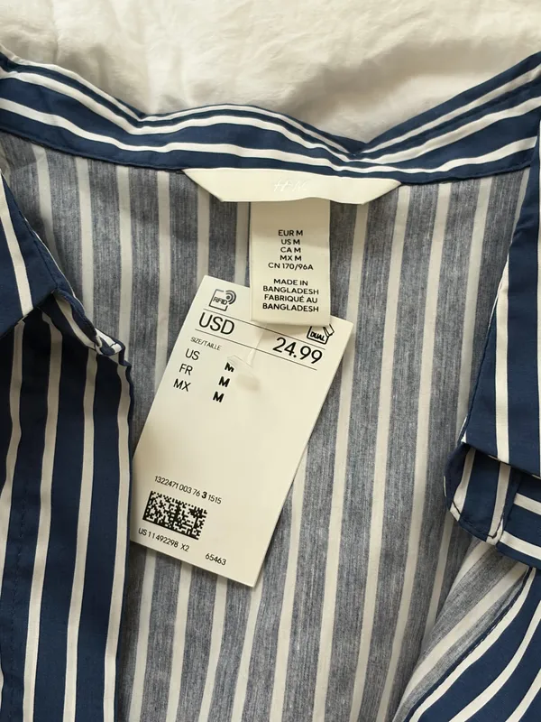 H&M Striped Button Down Shirt Women’s - Image 3