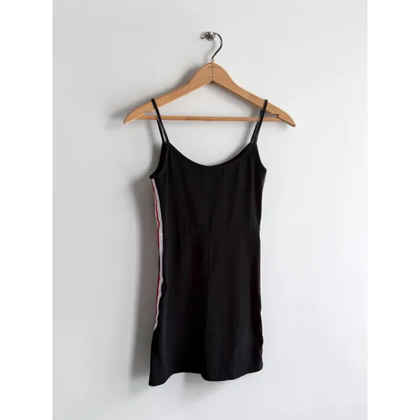 Brandy Melville Black Mini Dress Side Stripe Spaghetti‎ Strap One Size XS/S - Image 2