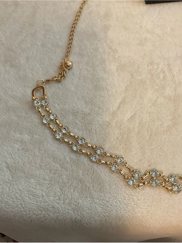 Gold Crystal Double-Row Necklace Chain - Women Jewelry - Image 2