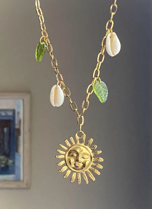 Handmade vintage cottage retro boho fairy style quality material mix gold stainless steel necklace🌞🌿 - Image 4