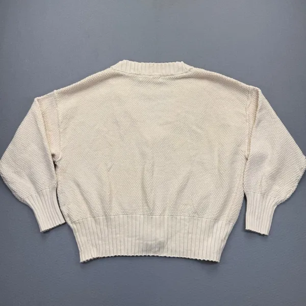 Free People FP Beach‎ Logan Cardigan Cream Cotton Chunky Knit Sweater Large - Image 7