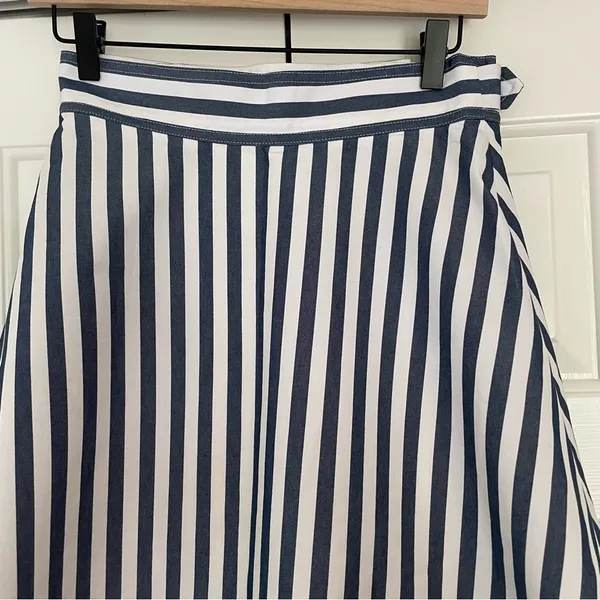 Maeve Anthropologie Pinstripe Midi Skirt Asymmetrical Belted Sz 4 - Image 9