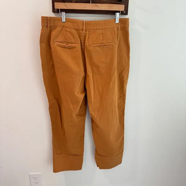 J.Crew Pleated‎ Chino Pants Caramel High Rise Tapered Cuff BG198 Sz 14l - Image 2