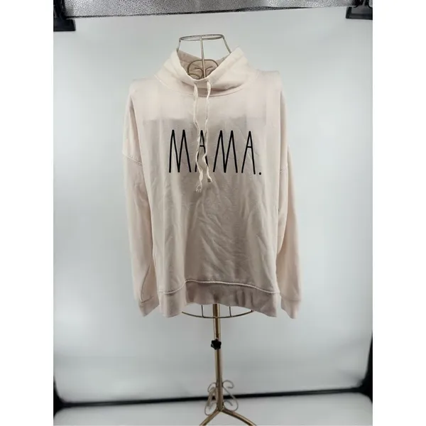Rae Dunn Mama Funnel Neck Pullover Sweatshirt Size Small Cream - Image 9
