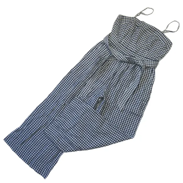NWT J.Crew Tie-waist Linen Jumpsuit in Navy White Gingham Belted 1-Piece 4 - Image 6