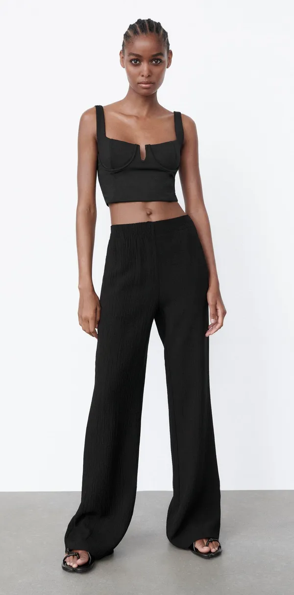 ZARA textured soft high waisted straight leg pants - Image 9