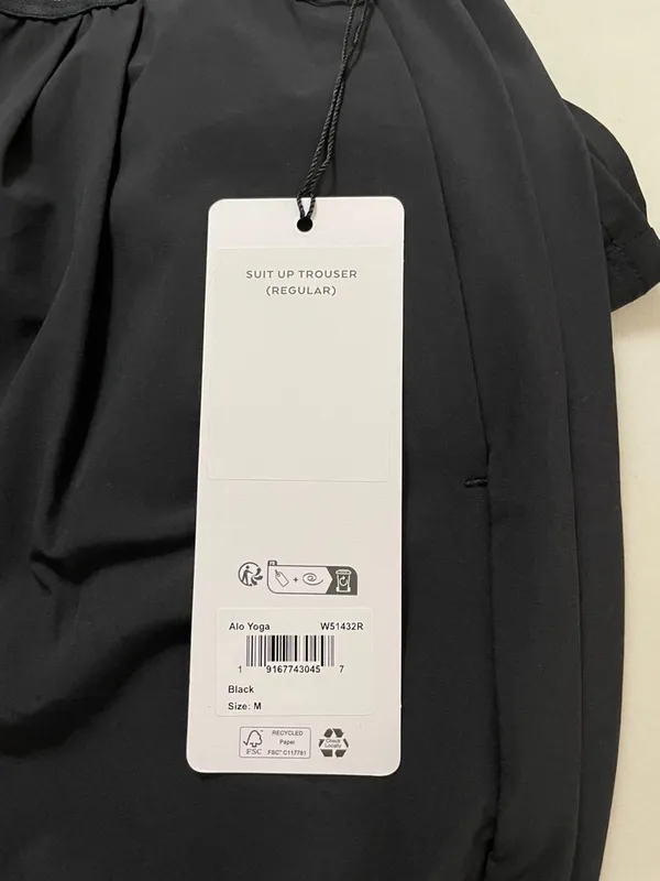 Alo Yoga NWT Suit Up Trouser Regular Lightweight Straight Leg Black Size M - Image 14
