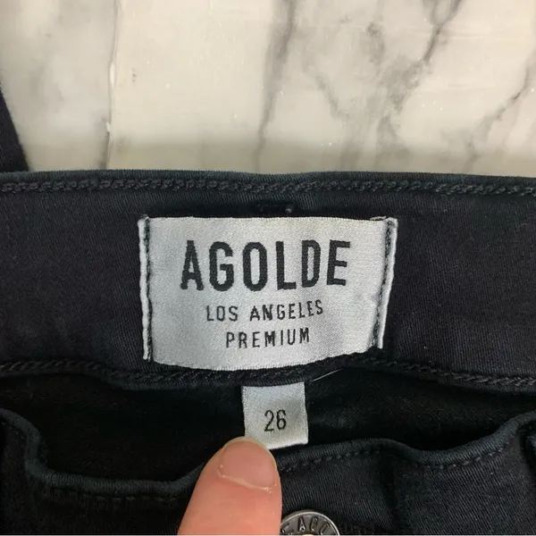 AGOLDE Black Distressed Skinny jeans Denim size 26 high rise - Image 2