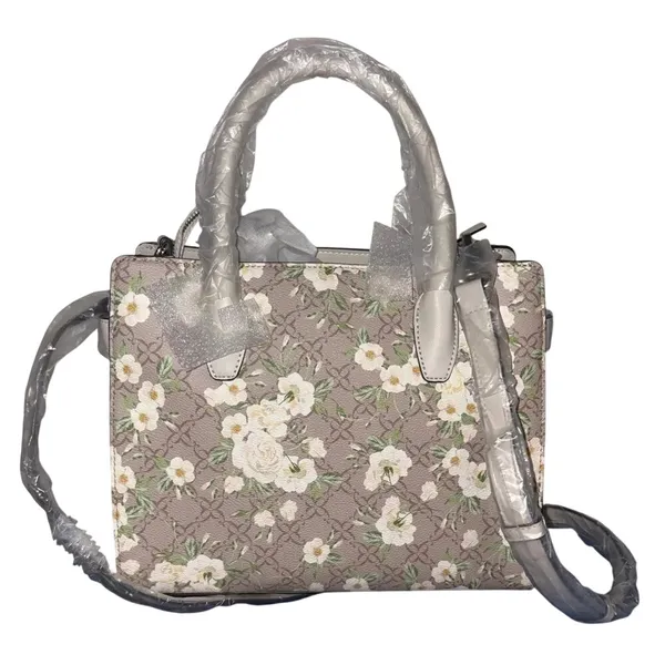 NWT Nine West Limited Edition Bettina Peony Logo Floral Tote Bag White Taupe - Image 2