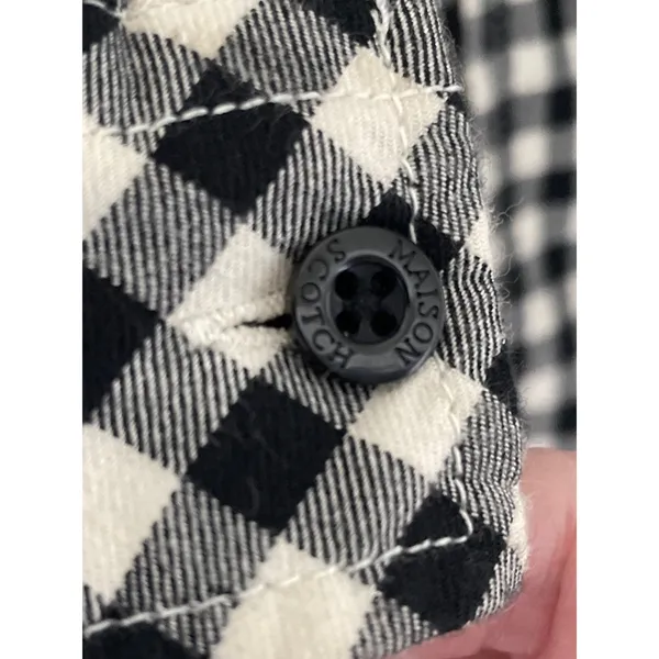 Maison Scotch Black & White Gingham Plaid Button Front Dress size Medium - Image 11