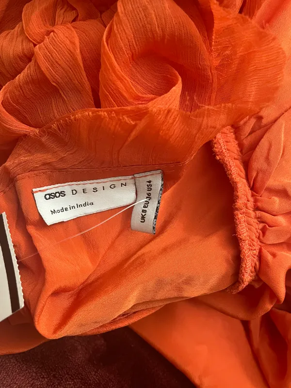 ASOS NWT DESIGN halter neck key hole detail tiered maxi dress in orange - Image 8