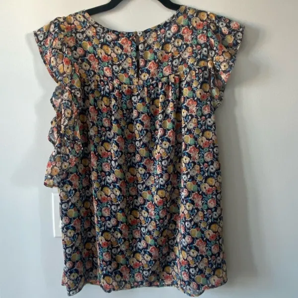 Loft medium floral smocked flutter sleeve top - Image 2