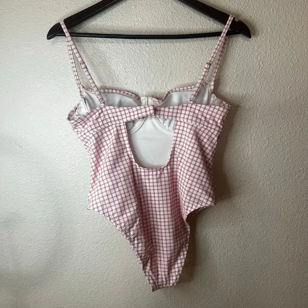 Solid & Striped Gingham High Leg Cheeky Balconette One piece Swimsuit NEW MEDIUM - Image 5