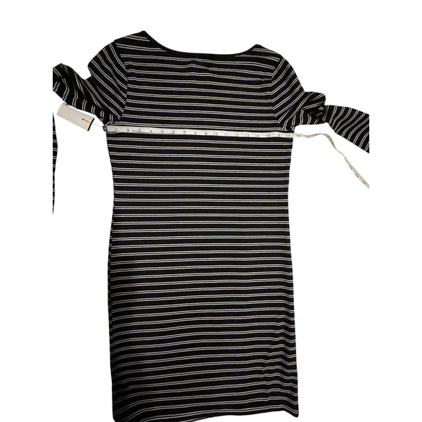 Wild Fable Womens Black White Striped Long‎ Sleeve Bodycon Mini Dress Size M - Image 6