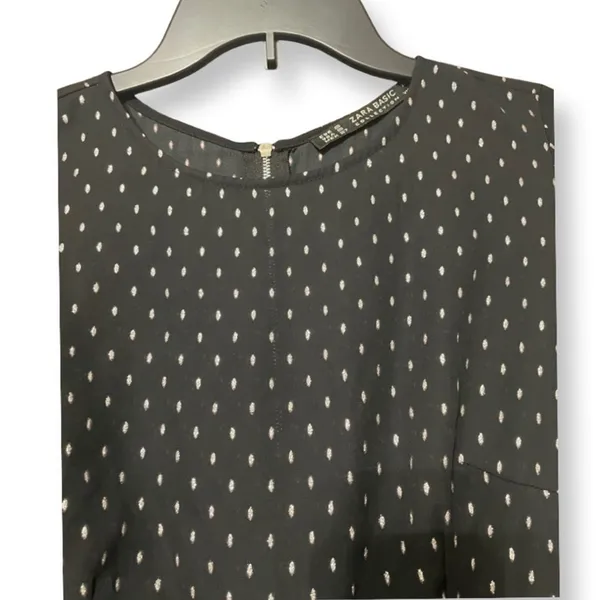 Zara Black Polka Dot Romper 3/4 Sleeve Romper Playsuit Size Small Retro Chic - Image 3