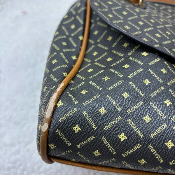 Bosalina y2k monogram bowler satchel bag Black/Tan classic print preppy casual - Image 14