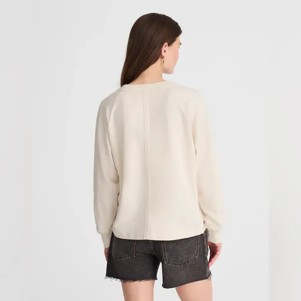 Madewell Cotton Terry‎ V-Neck Sweatshirt Vintage Ivory White NWT Size XXS - Image 2