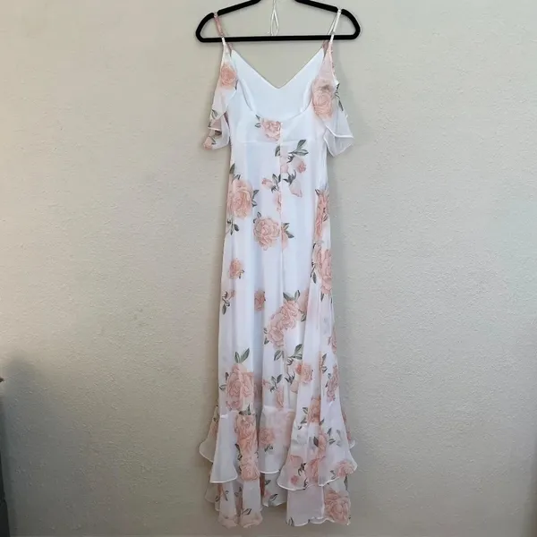 Lulu's Take You There Ivory Floral Print Maxi Dress size XS‎ - Image 6