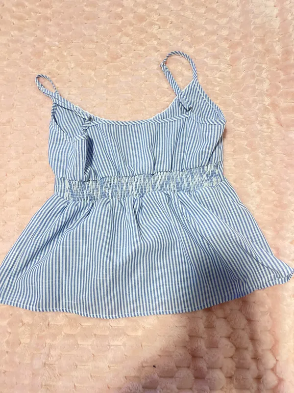 blue and white stripe dress top shein - Image 3