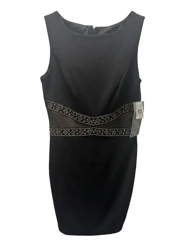 Black Melrose Sleeveless Mini Dress with Decorative Waistband - Image 2