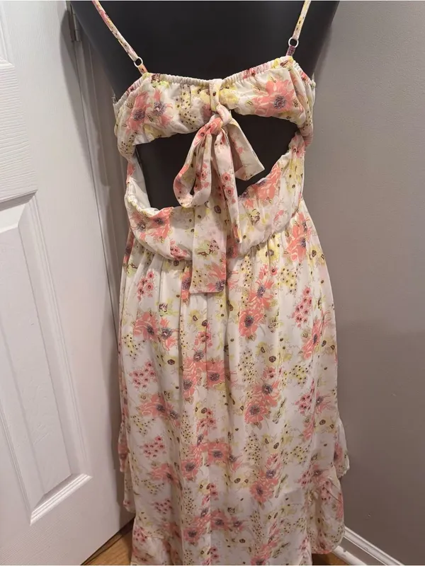 AS U WISH Floral Sundress Large Cottagecore Tie Back Cutout Midi Dress - Image 4