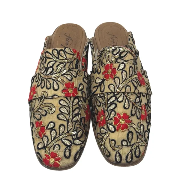 Free People At Ease Brocade Embroidered Loafer Mule Size 39 EU - Image 4