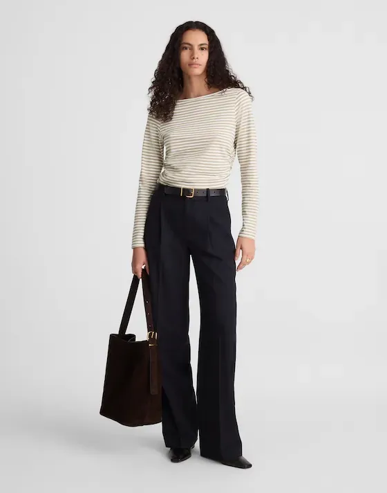 Madewell Striped Ruched Long Sleeve Tee - Image 4