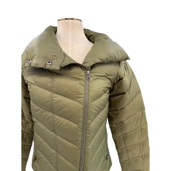 Patagonia Prow Jacket Olive Green Down Puffer Coat Womens Zip‎ Warm Small - Image 4