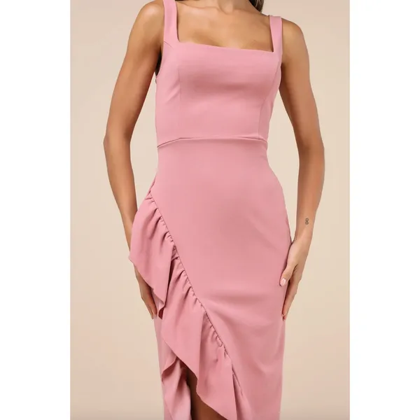 Lulus Immaculate Excellence Pink Sleeveless Ruffled Tulip Maxi Dress Medium NWT - Image 4