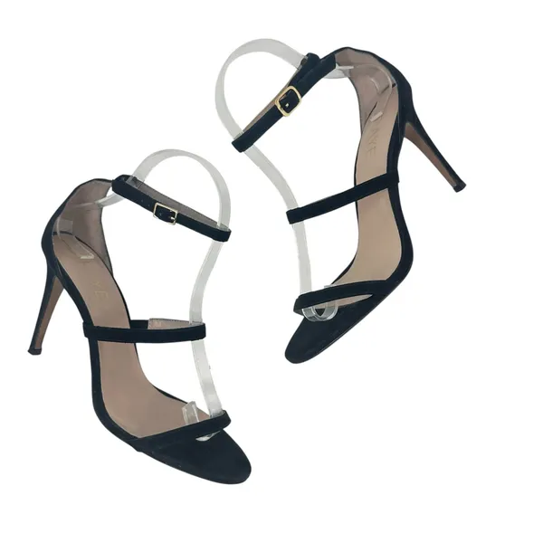 Raye Alley‎ High Heels Pumps Shoes Suede Ankle Strap Buckle Black Size US 7.5 - Image 2