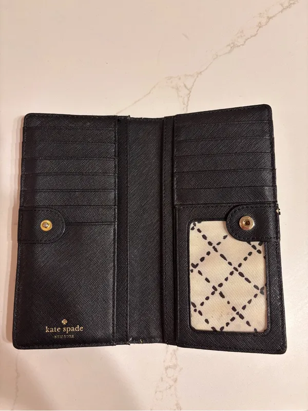Kate Spade Black Wallet 4” x 7” cardholder, pockets. Coin holder/ ID window - Image 4