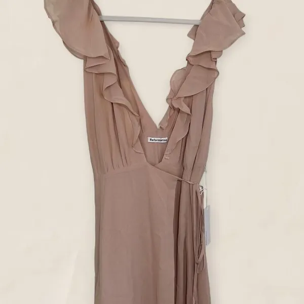 Reformation autumn wedding guest flowy ruffle maxi dress size large - Image 6