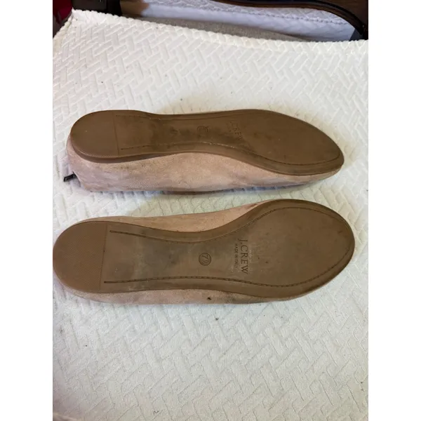 J.Crew Tan Suede Ballet Flats Back Zip Made in Italy 28693 Beige Round Toe 7.5 - Image 7