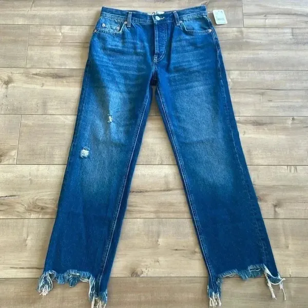 NWT Free People We The Free Maggie Mid Rise Straight In Sequoia Blue Sz 25 - Image 4