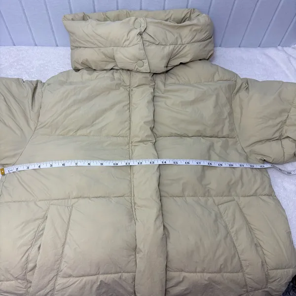 Zara Light Beige Puffer‎ Jacket Full Zip Water Repellent Oversize Size M - Image 11