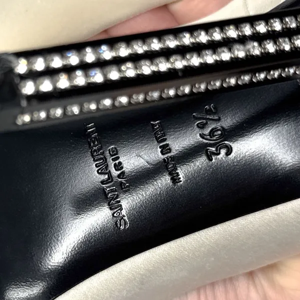 Saint Laurent Tower 110 Strass Embellished Silk Satin Pointed Toe Pump Heel 36.5 - Image 14