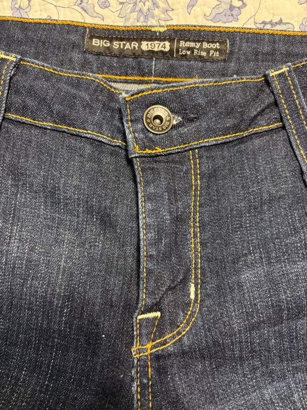 Big Star 1974 Remy Boot Cut Jeans Low Rise Fit Women's 32L Blue Dark Wash rodeo - Image 4