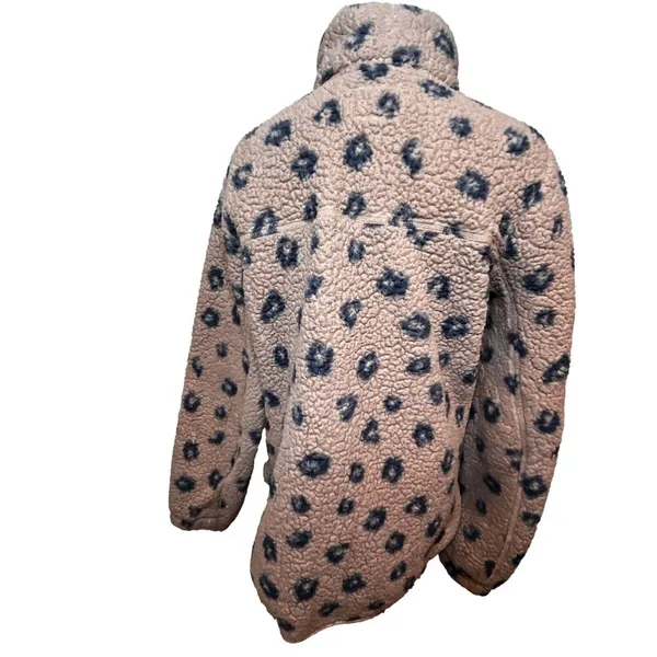 Abercrombie & Fitch M Leopard Fleece Sherpa Soft Pullover Jacket Animal Print - Image 3