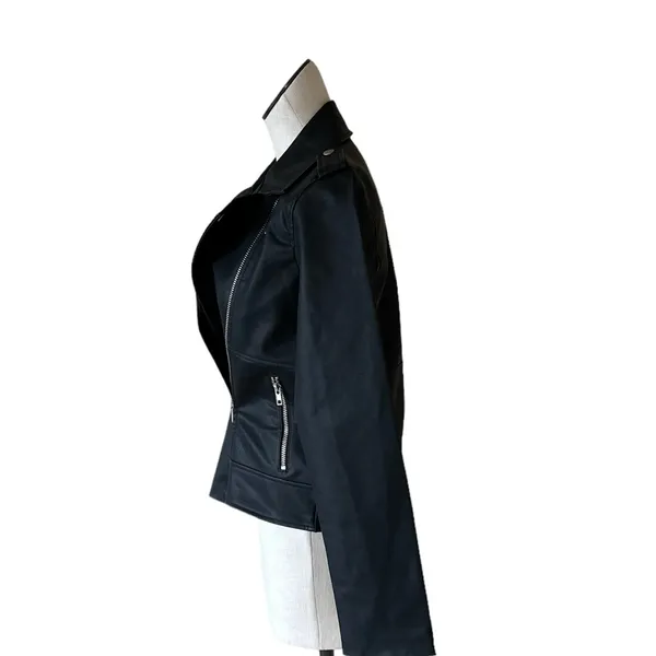 NWOT Steve Madden Jacket Faux Vegan Leather Moto Biker Black XS - Image 6